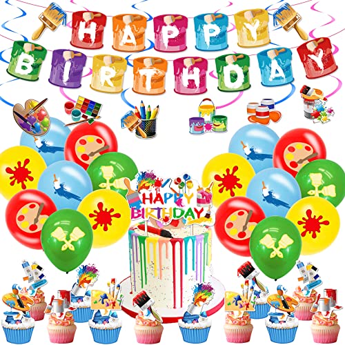Art Party Supplies | 48 Pcs Paint-Themed Decor Set for Kids