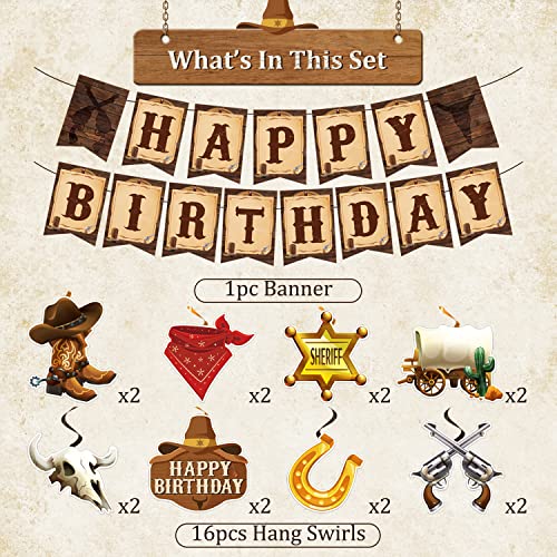 Cowboy Birthday Party Supplies – Western Themed Decorations Set with Banner, Balloons, Tablecloth & Toppers