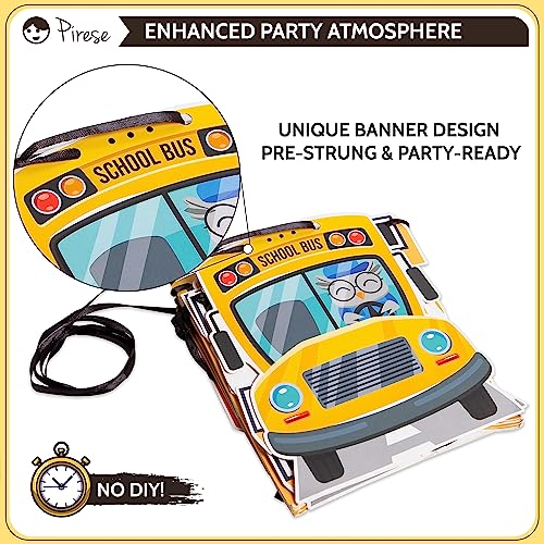 Wheels on the Bus Birthday Decorations – School Bus Party Kit with Balloons, Cake Topper & Banner