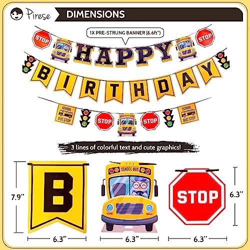 Wheels on the Bus Birthday Decorations – School Bus Party Kit with Balloons, Cake Topper & Banner