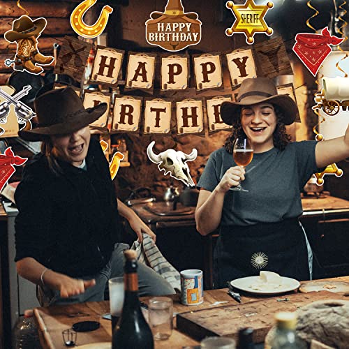 Cowboy Birthday Party Supplies – Western Themed Decorations Set with Banner, Balloons, Tablecloth & Toppers