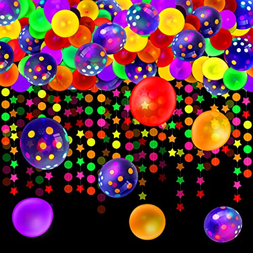 100-Piece Neon Balloon Arch Kit | Glow-in-the-Dark Blacklight Party Supplies