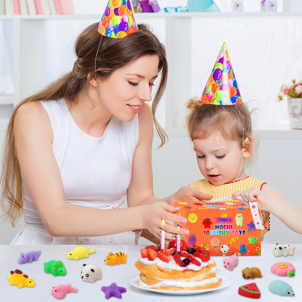 🧸 30-Piece Mochi Squishy Animals – Sensory Fidget Favorites in Gift Box