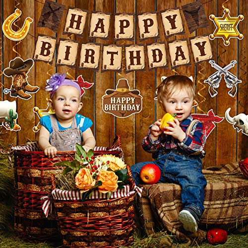 Cowboy Birthday Party Supplies – Western Themed Decorations Set with Banner, Balloons, Tablecloth & Toppers