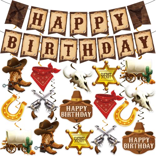 Cowboy Birthday Party Supplies – Western Themed Decorations Set with Banner, Balloons, Tablecloth & Toppers