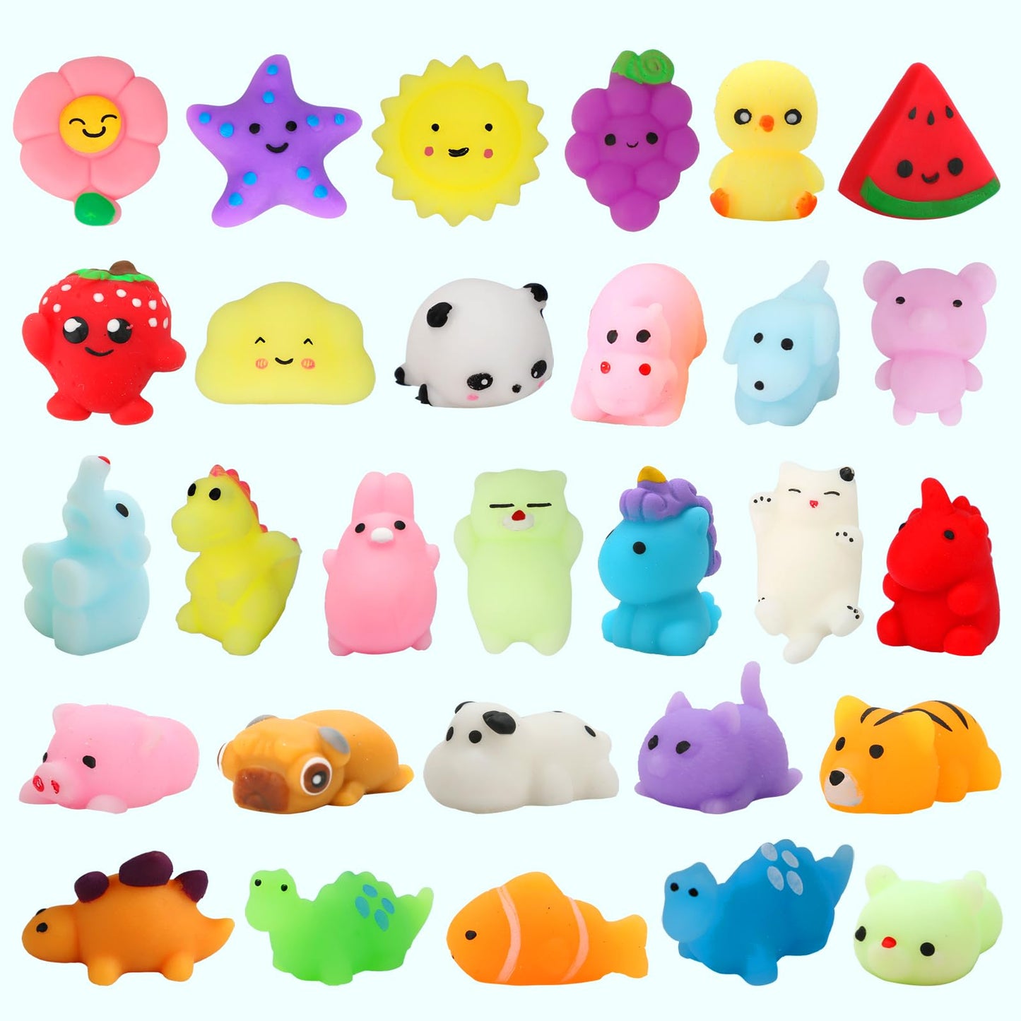 🧸 30-Piece Mochi Squishy Animals – Sensory Fidget Favorites in Gift Box