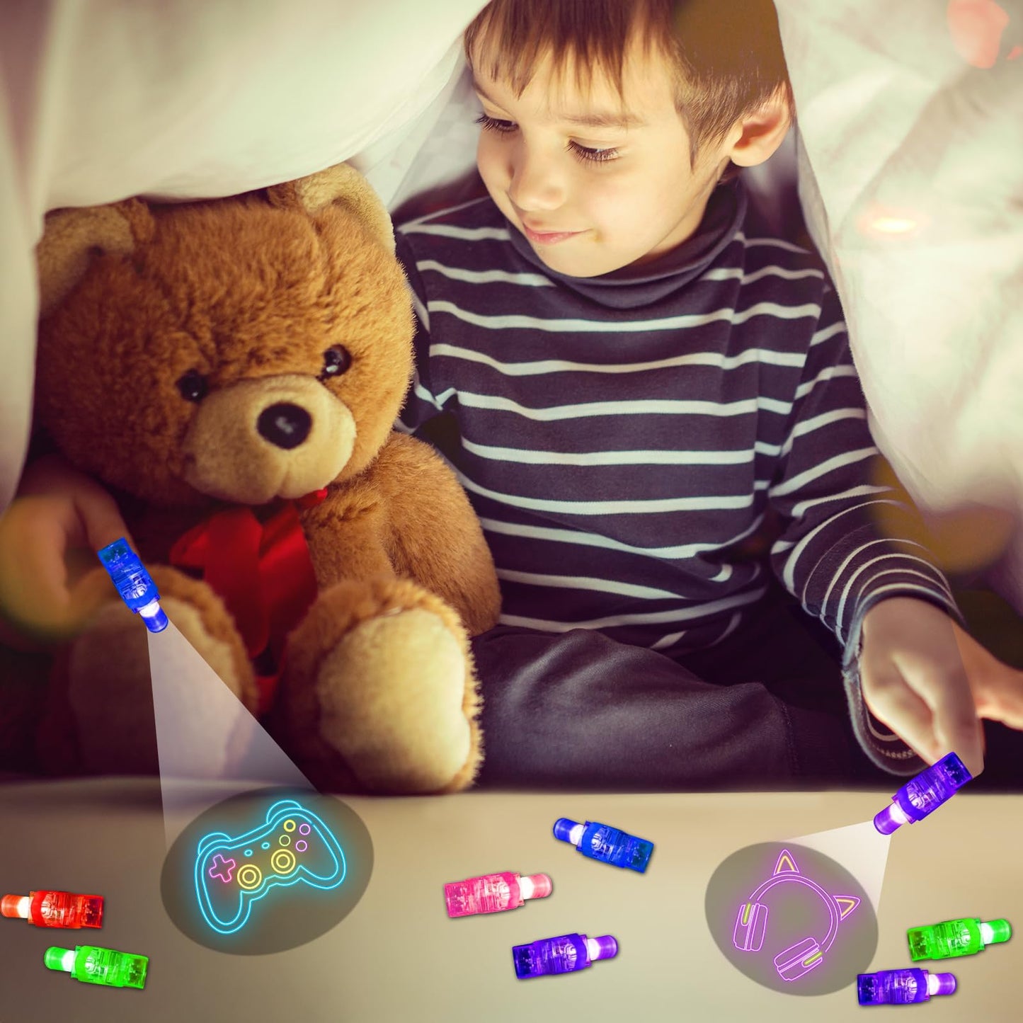 🎮 24PCS Video Game Finger Light Projectors – LED Party Favors for Gamers