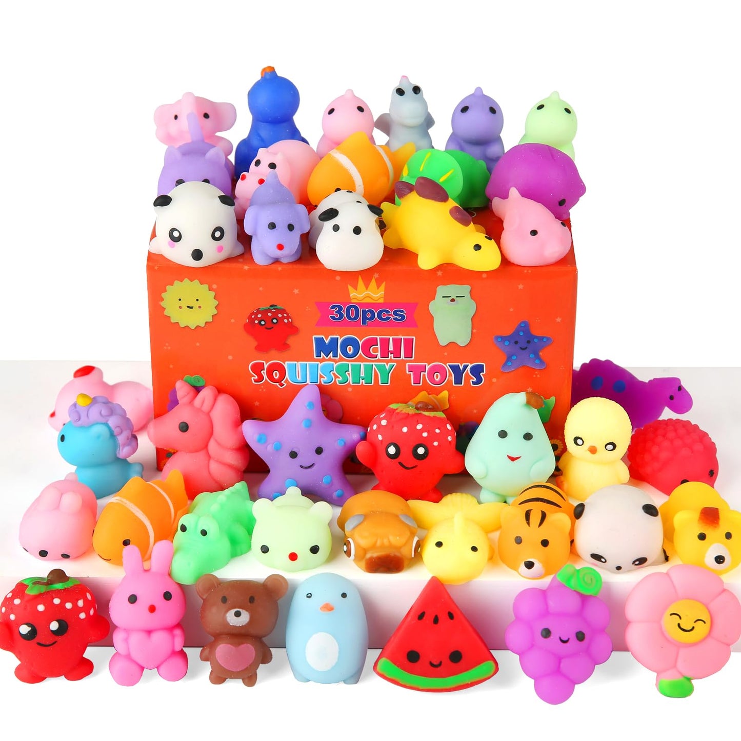 🧸 30-Piece Mochi Squishy Animals – Sensory Fidget Favorites in Gift Box