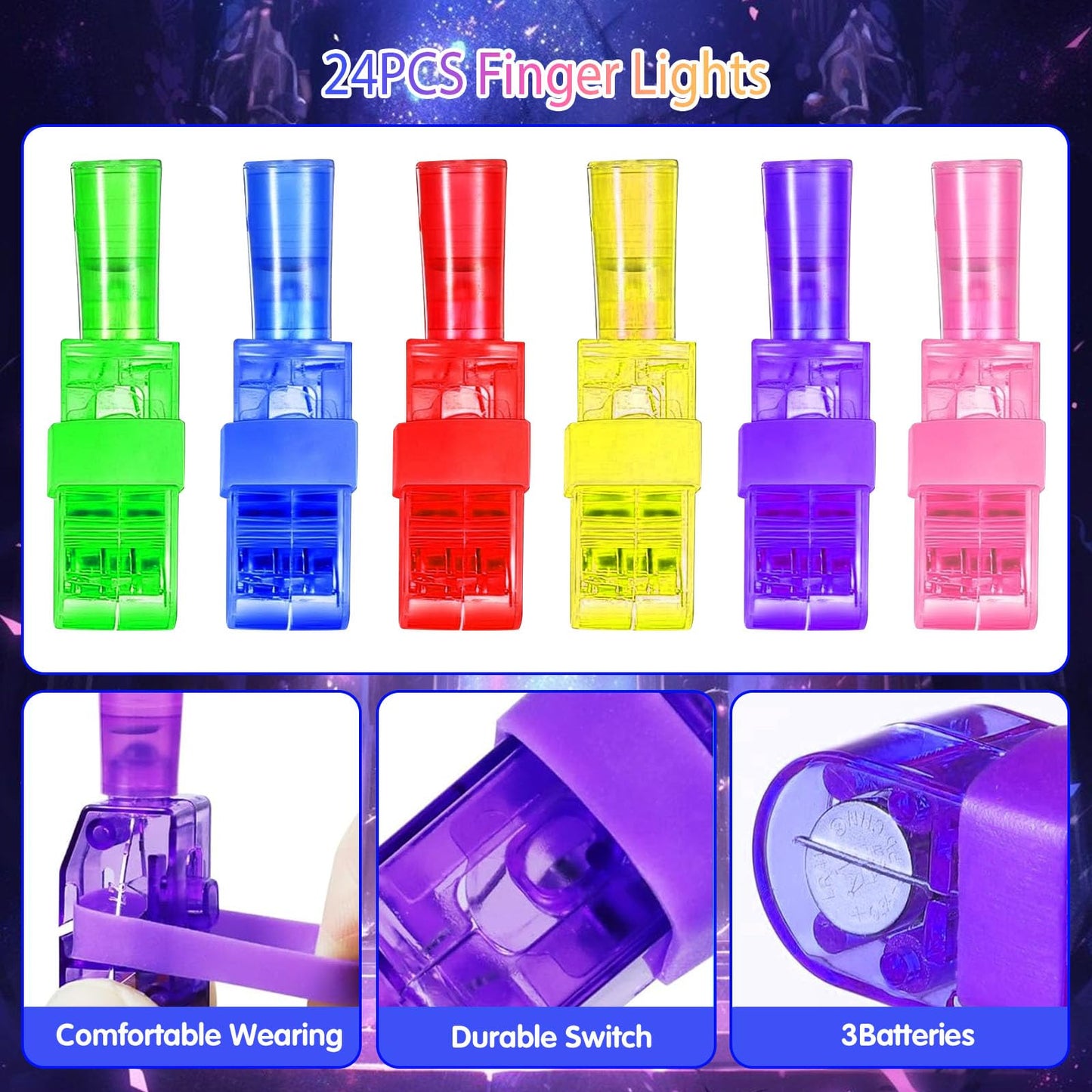 🎮 24PCS Video Game Finger Light Projectors – LED Party Favors for Gamers