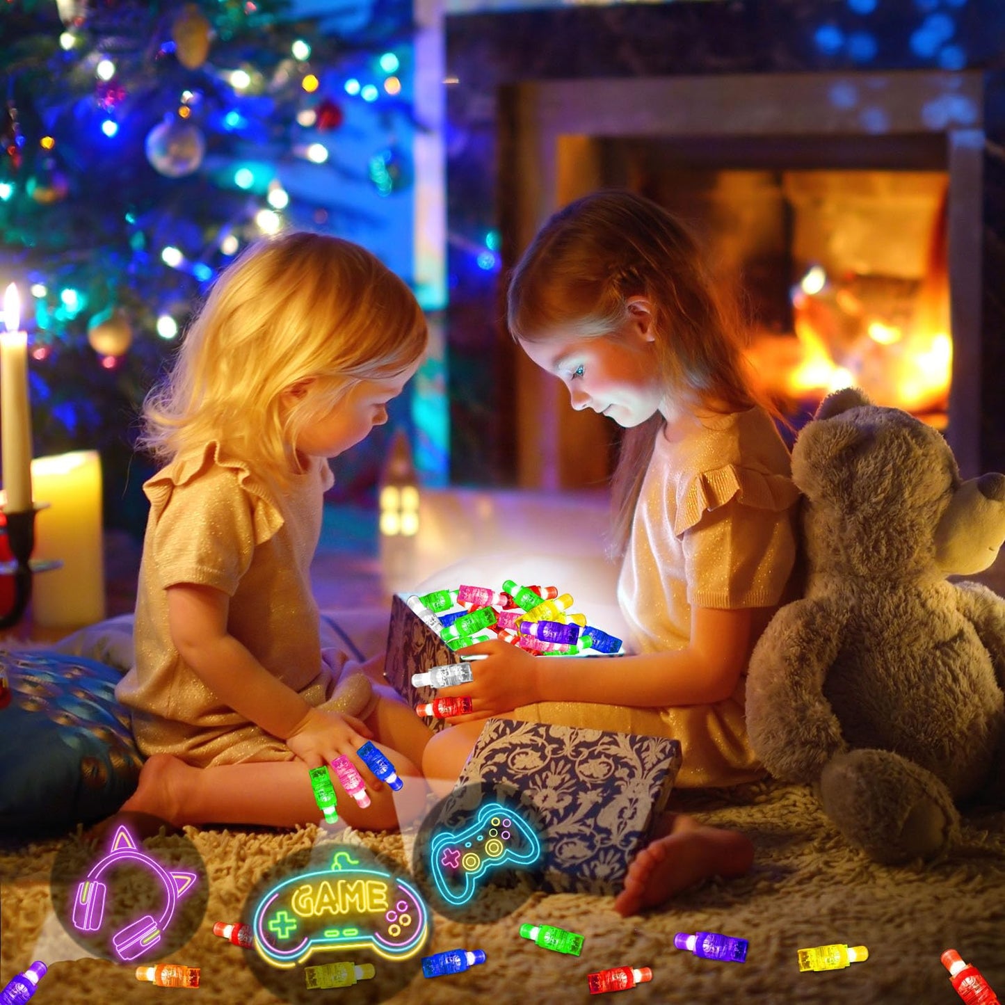 🎮 24PCS Video Game Finger Light Projectors – LED Party Favors for Gamers