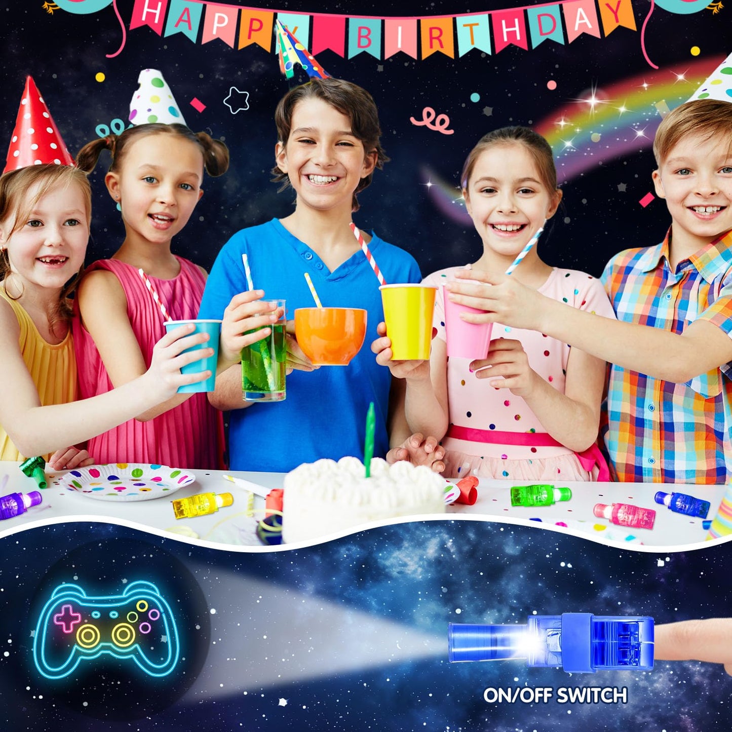 🎮 24PCS Video Game Finger Light Projectors – LED Party Favors for Gamers